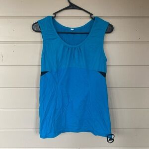 Lululemon Women's Blue And Black Workout Tank top Size 8 Drawstring Hem